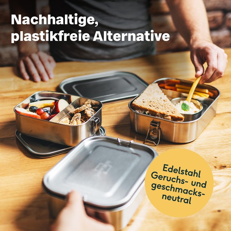 SILBERTHAL Brotdose Edelstahl mit Fächern – 1200ml Lunchbox Erwachsene –