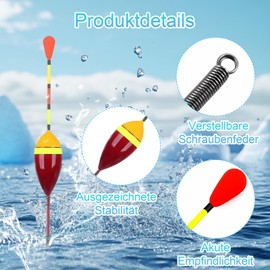 Diffaxy Pack of 10 Fishing Floats, Fishing Accessories for Fishing, 7 Size Glow Stick Floats Fishing Set for Fishing in Silent and Flowing Water