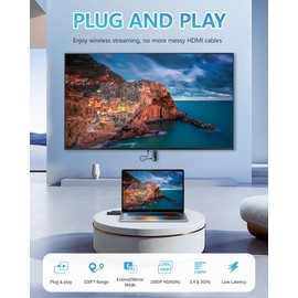 Wireless HDMI Transmitter and Receiver, WELUSOPU HDMI Wireless 4K Decode 1080P Output, 2.4G/5.8G, 328FT/100M, Plug &Play for Laptop Camera TV Box to TV Monitor Projector for Home Church Office - Black