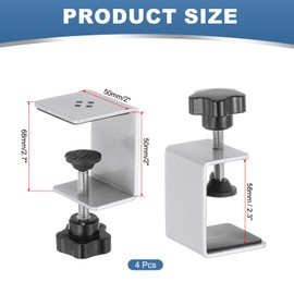 PATIKIL C Clamps, Pack of 4 Heavy Duty Metal Black Desk Clamps, Adjustable Mounting Table Clamp with Protective Pads for Attaching Acrylic Glass, Plastic, Wooden Panels, Silver Tone