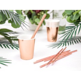 PartyDeco Paper Cups - 220 ml - Set of 6 - Party Cups Paper Cups Coffee Cups Drinking Cups - Rose Gold