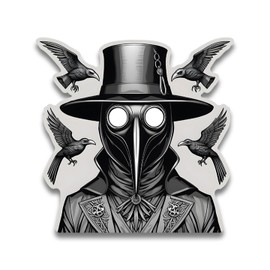 Plague Doctor Vinyl Decal Sticker - for Cars, Windows, Bumpers, Laptops, Cups, Walls, Smooth Clean Surface - 5.5 Inches at Largest Point (Plague Doctor Ravens)