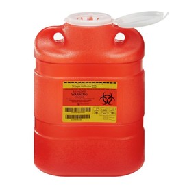 AmeriCan Goods Multi-Use 8.2qt Plastic Bio Hazard Sharps & Overfillings Collector Container with One-Way Funnel, Red (1)
