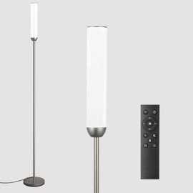 LED Floor Lamp with Remote Control, 65" Standing lamp with Stepless Adjustable 3000K-6500K Colors & 5%-100% Brightness, Foot Switch(Deep Grey)