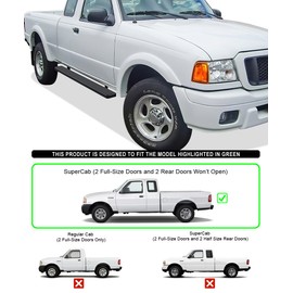 APS 5in Stainless Steel Black Running Boards Compatible with Ford Ranger Mazda B-Series 1998-2011 Super Cab (Nerf Bars Side Steps)