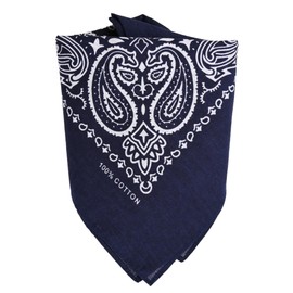 Dorilin 2 Pack Types of Paisley Pattern Bandanas, 22x22 Inches Cotton Bandanas Handkerchief Face Mask for Men & Women (Navy blue-2 Pack)