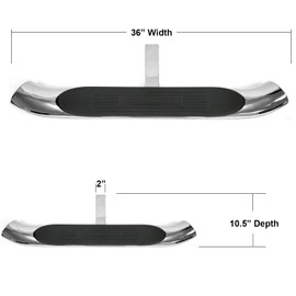 Stainless Steel 36" Oval Tube with Plastic Step Pad Tow Hitch Step w/Hitch Pin & Anti-Rattle Plate fits 2" Receiver SUV Truck Trailer / 350lb Weight Capacity