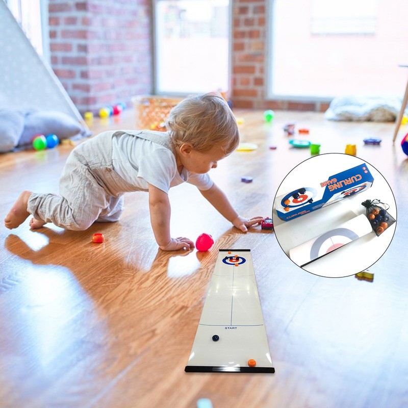 Tabletop Mini Curling Game Set Family Fun Board Games Shuffleboard