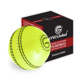 ONEGlobal Incrediball Soft Indoor Outdoor Cricket Ball Soft Rubber Cricket Ball with Core and Stitched Seam for Honing Skills and Family Fun (1-Fluoro Yellow)