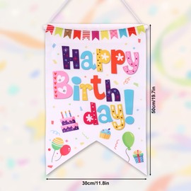 Happy Birthday Door Banner, Colorful Hanging Door Sign Birthday Decoration Doors Hanger Backdrop Cover Porch Wall Decors for Boys Girls Women Men Party Favors Supplies