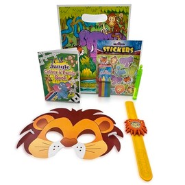 Pre-Filled Children’s Birthday Party Gift Bags, Watches & Masks - Exclusive To Burmont’s (Jungle 10 Pack)