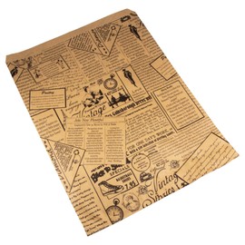 LaTisoro 50 Bags of our 8.5"" x 11"" NewsPrint Pattern flat paper bags for stores, dispensaries, treats, gifts, promotions, and more.