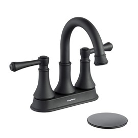 TimeArrow 2 Handle Bathroom Sink Faucet Matte Black 4 inch Centerset Bathroom Faucet with Drain Assembly, TAF067Y-MB