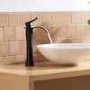 BWE Black Bathroom Faucet with Drain Assembly and Supply Hose