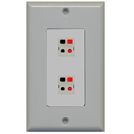 RiteAV - 2 Port Speaker Decorative Wall Plate - Gray - Bracket Included