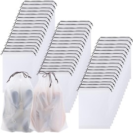 Bgtecho 50 Pack Transparent Shoe Bags for Travel,Large Clear Shoes Pouch Storage Packing Organizers with Drawstring,Portable Travel Shoe Bag for Women and Men