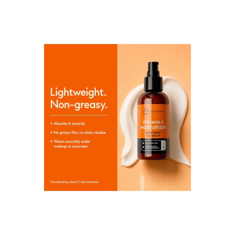 Natural Vitamin C Face Moisturizer - Lightweight, Brightening, Anti Aging