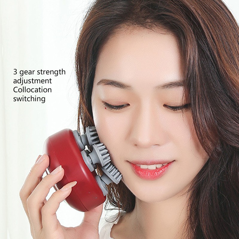 Electronic Head Scalp Massager Kneading Vibration Multi Functional Handheld Hair