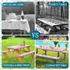 Picnic Table Cover with Bench Covers, Checkered Bownot Elastic Edges