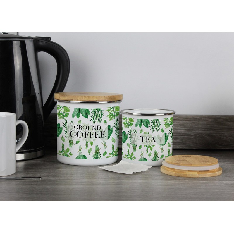 Purely Home Kitchen Herbs Tea Storage Canister - White &