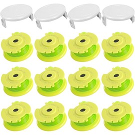 Weed Wacker String Replacement for Ryobi One Plus+ AC80RL3 0.08'' String Trimmer Line Compatible with Ryobi Weed Wacker 18V,24V,40V Trimmers (12 Replacement Spool, 4 Trimmer Cover)