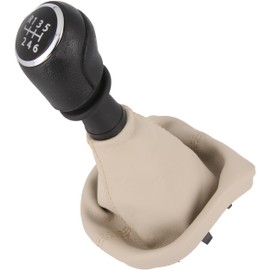 Gear Knob + Gear Stick Gaiter Set 6 Gears Suitable for VW T6 from 2015, Plug & Play, Car Gear Stick Gaiter with Frame, Black / Beige