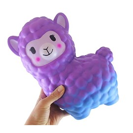 Curious Minds Busy Bags 1 Jumbo Purple/Blue Colorful Alpaca Squishy Slow Rise Foam Pet Animal Toy - Scented Sensory, Stress, Fidget Toy (1 Purple to Blue)