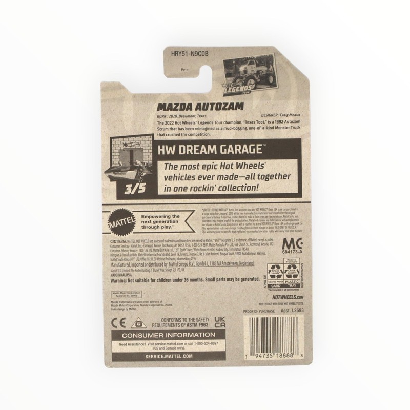 Mattel Hot Wheels Mazda Autozam, HW Dream Garage 3/5 [White]