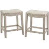 Barton Set of 2 Bar Stools Beige 24" Saddle Backless