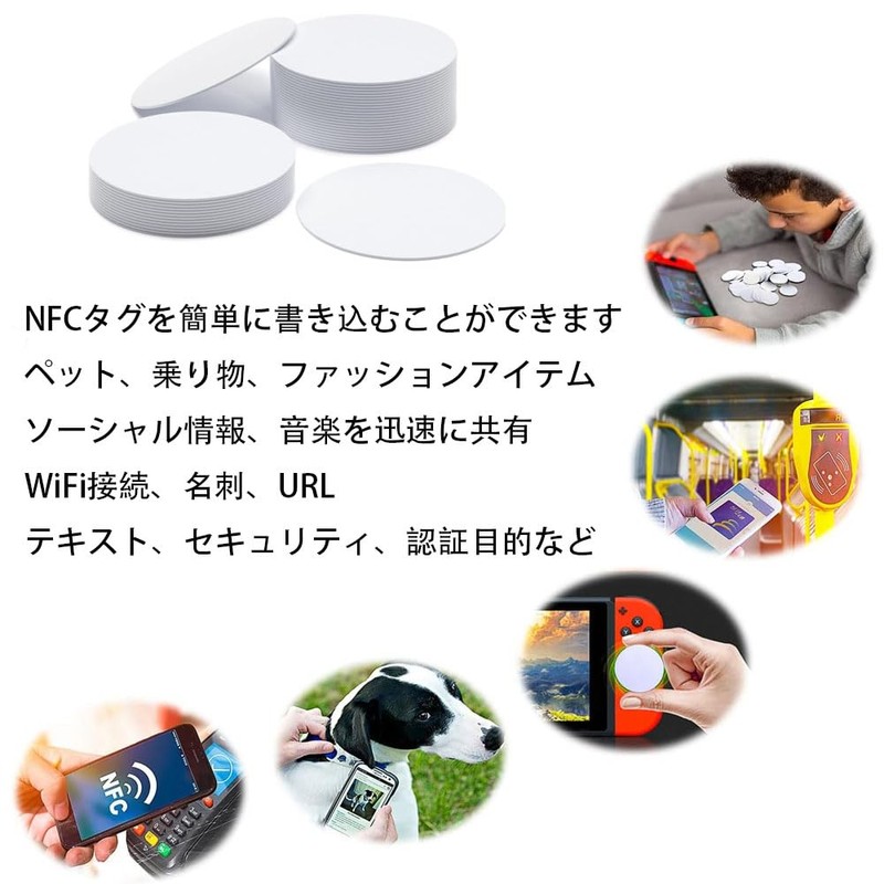 NFC Tag NTAG215 Coin Shape Card, Waterproof Convenient, Diameter 25mm,