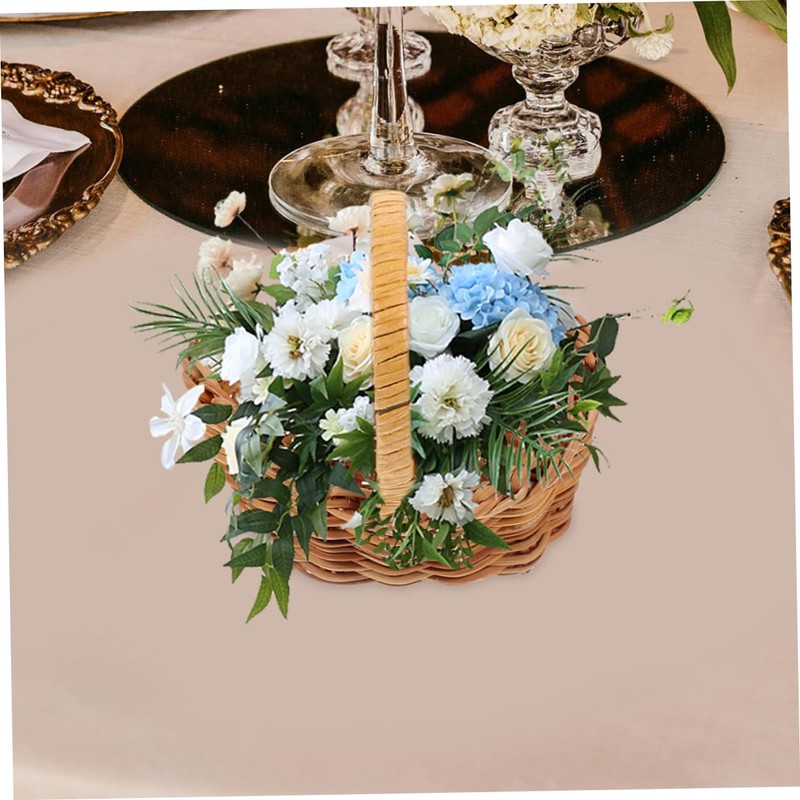 BESPORTBLE Mini Rattan Woven Basket Lightweight Picnic Flower Basket for