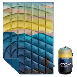 hotkoko Puffy Camping Blanket,Camping Blankets for Cold Weather Packable Puffy Blanket for Outdoor Camping,Traveling, Stadium, Hiking, Picnics 52x75 inches