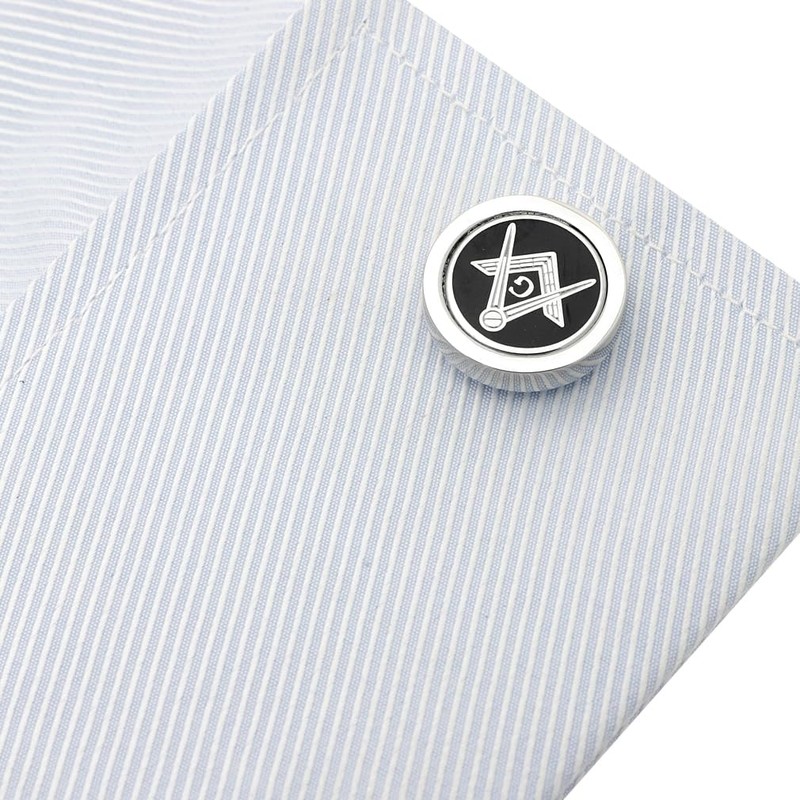 Black Freemason Cuff & Tie Clip Set Cufflinks Tie Clip