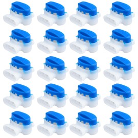 TRACOMPAN 20 Pack Cable Connectors, Blue Waterproof Electrical Wire Connectors for Robotic Lawn Mower Garden Irrigation Applications Gel Filled Outdoor Lawnmower Seal Wire Cable Connectors Repair Kit