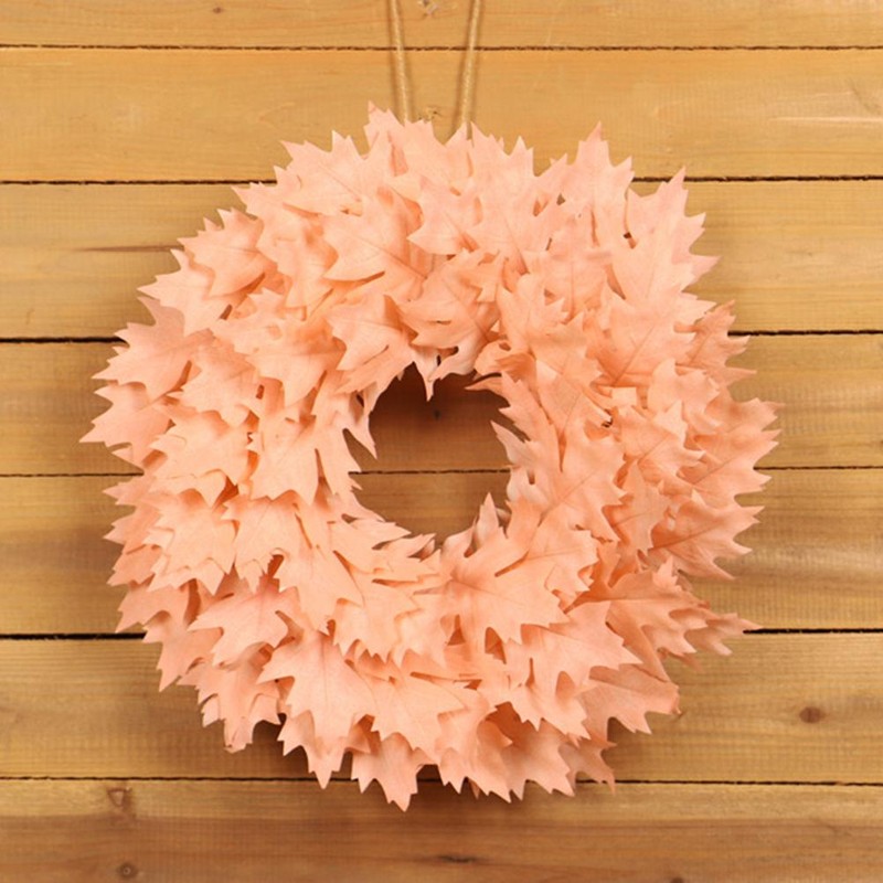 Christmas Door Wreath Artificial Hanging Garland Pink Maple Leaf Wreath