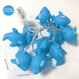 Riaxuebiy 1.65M 10er LED Delfin Lichterkette mit Ozean Tier Delfin Kinderzimmer Batteriebetrieb Lichterkette Delfin Nachtlicht (Klein Delphin)