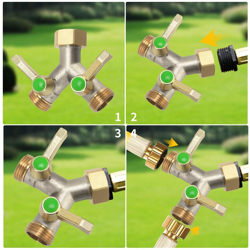 Brass Garden Hose Splitter, Garden Hose Splitter 2 Way Heavy