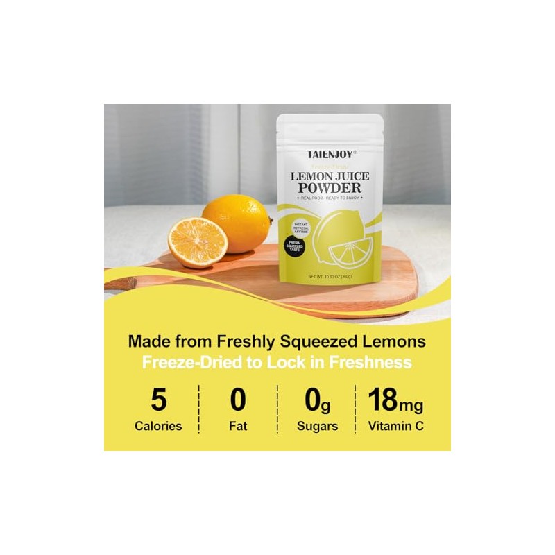 TAIENJOY Freeze Dried Lemon Juice Powder 10.6 oz Crafted from
