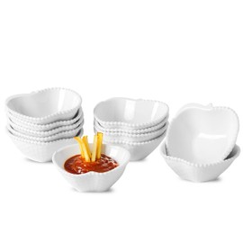 UIBFCWN 20Pack Ceramic Dip Bowls Set, 2.3oz White Dipping Sauce Bowls/Dishes for Tomato Sauce, Soy Sauce Dish, Square Side Dishes, Mini Appetizer Plates for Condiment