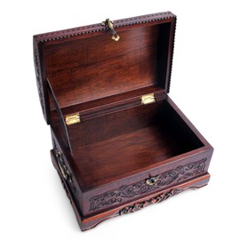 NOVICA Colonial Theme Mohena Wood and Tooled Leather Jewelry Box, Colonial Legacy'