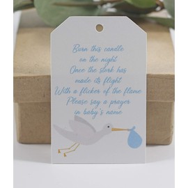 Burn this Candle Favor Tags with Stork (Set of 40) (Blue)