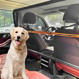 Zmgdrm Dog Car Barrier, 50" Wide for Dog Barrier, Car Divider Backseat for Cargo Area, Back Seat Trunk Barrier with Net Mesh Separator for Dogs, Dog Net for Car Trunk and SUV