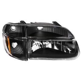 SPPC Crystal Black Headlights Assembly Set with Corner For Ford Explorer - (Pair) Driver Left and Passenger Right Side Replacement Headlamp