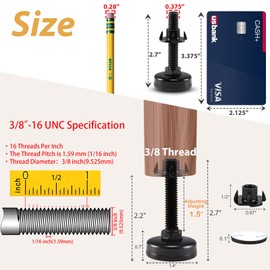 NEWBYTEK Furniture Leveling Feet Adjustable Heavy Duty Furniture Levelers for Cabinets Sofa Tables Chairs Raiser, Support 1320Lbs, T-Nut Kit 3/8”- 16 Thread (8 Set, Black)