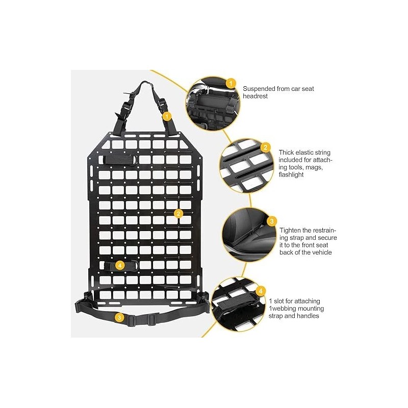 XUKEY 21x14in Tactical Rigid MOLLE Panel Vehicle Car Truck Seat