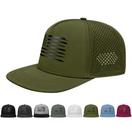 SEDUXI American Flag Trucker Hat for Men & Women - Adjustable Snapback Baseball Cap with Flat Brim, Breathable Mesh Back, Casual Patriotic Hat, Military Green