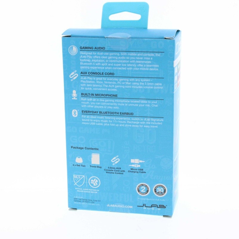 JLab Play Gaming Wireless Bluetooth Earbuds Black / Blue New