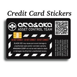Arasaka Cyberpunk Themed 2077 Style Credit Card Skin with QR Code and Property Label Design:_Do not connect