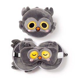 Puckator Relaxeazzz Travel Pillow with Mask - Winston the Owl - Cute Animals