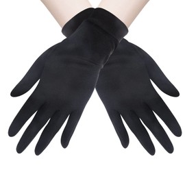CINECE Women's Silk Gloves, Hand Care, Moisturizing, Warming, Protection, Rough Skin, Sunscreen (Black)